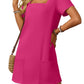 🎉🛍️Summer Specials👗Women's Casual Square Neck Pocket Short Sleeve Dress with Pockets