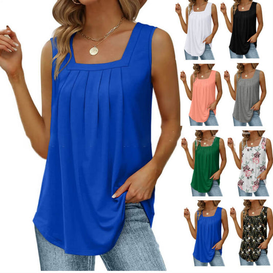 🔥Last Day Special Price £8.99!!🔥2025 Women's Square Neck Sleeveless Vest T-Shirt