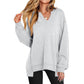🔥Christmas Sale-Up to 50% Off🔥Womens Oversized Sweatshirt V Neck Long Sleeve Tunic Lightweight Pullover