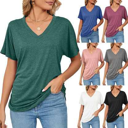 💕Hot Promotion- UP TO 49% OFF🌷V-Neck Solid Color Loose Ladies Tops