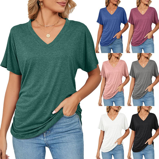 💕Hot Promotion- UP TO 49% OFF🌷V-Neck Solid Color Loose Ladies Tops