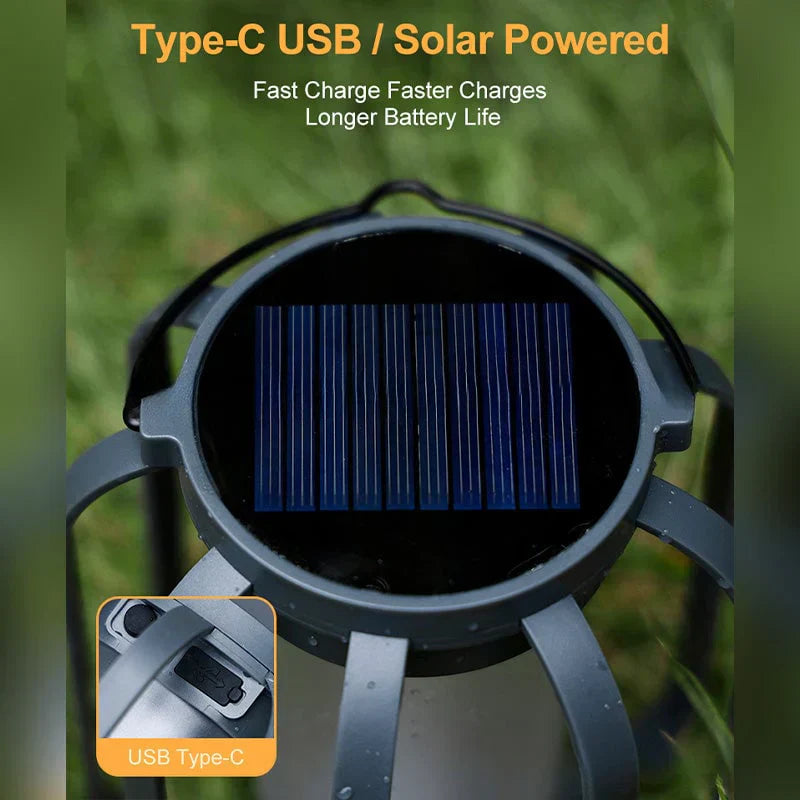 🔥Hot Sale 50% OFF🔥 Solar Lantern Outdoor Light with 4 Modes - USB Recharge Backup, Powerbank Function, Collapsible & Lightweight for Camping ⛺️