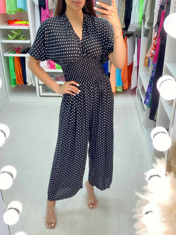 💥Hot 41%OFF💖Polka Dot Printed Elastic Waist Jumpsuit