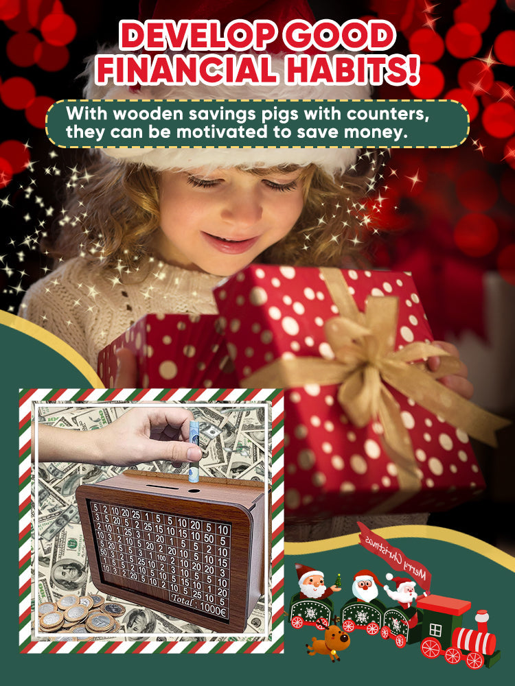 🎁 Hot Sale 49% OFF 🔥Retro Style Wooden Money Box with Counter Piggy Bank Handmade Saving Money Goal Piggy Bank