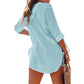 ⏰Limited Time Sale-50% OFF🏖️Women's Oversized Hooded Beach Cover Up - Long Sleeve V-Neck Pocket Shirt