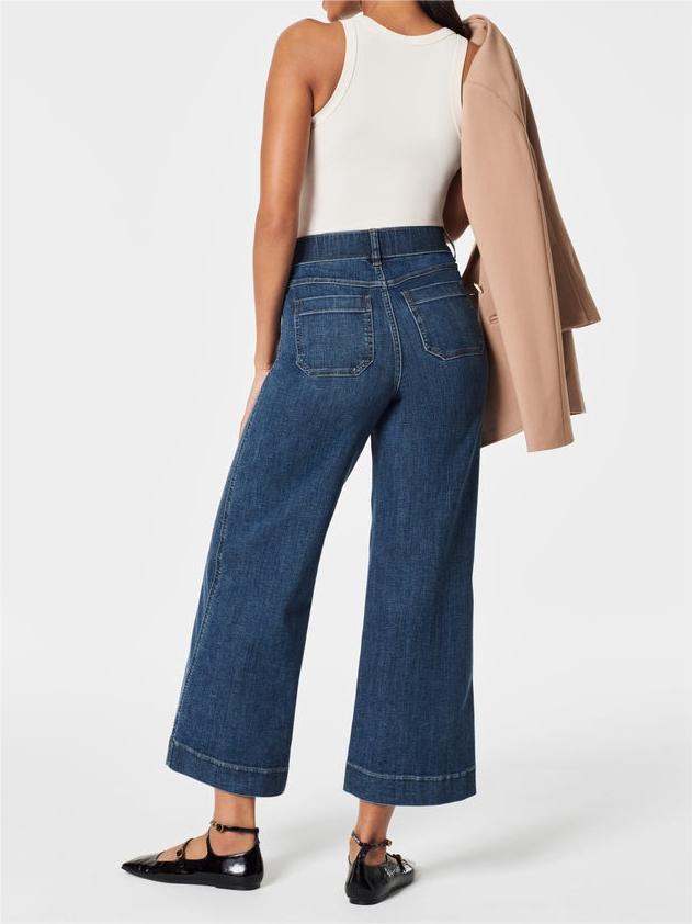 ✨2025 Hot Sale⌛🔥Inventory Clearance! Tummy - Control Cropped Wide - Leg Jeans 🌟