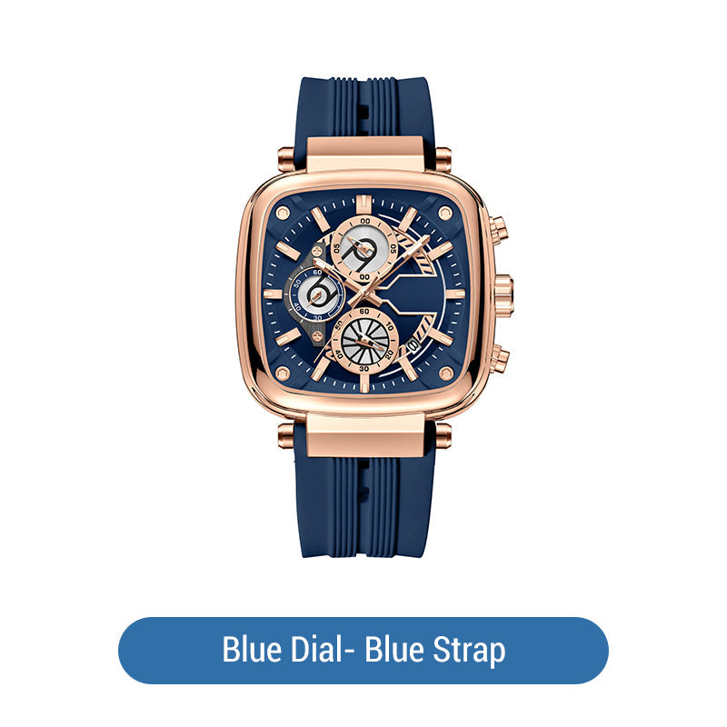 ⚡Hot Sale 50% Off⚡Multi Functional Waterproof Quartz Men's Square Watch Silicone Tape