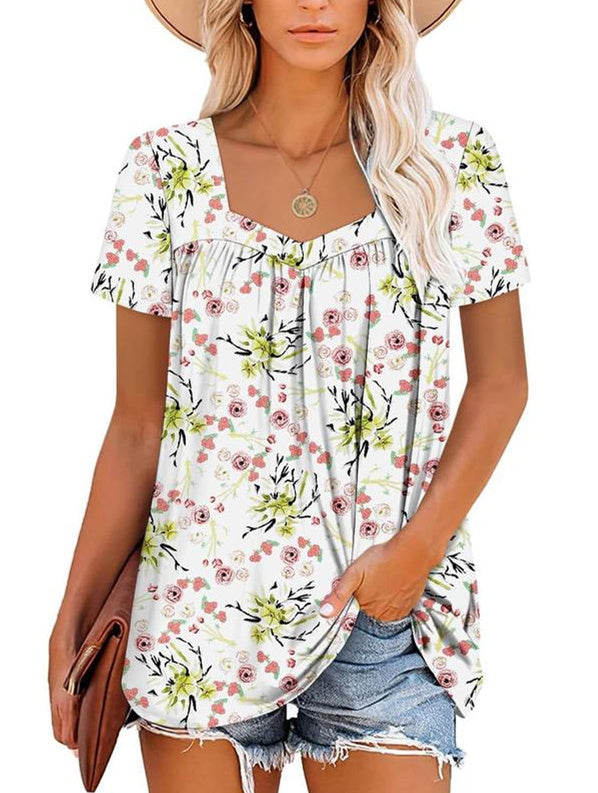 ⏰Hot Sale 50% Off-Women's Summer Pleated Printed Short-Sleeves(🔥Buy 2 get 5% off & Free shipping)