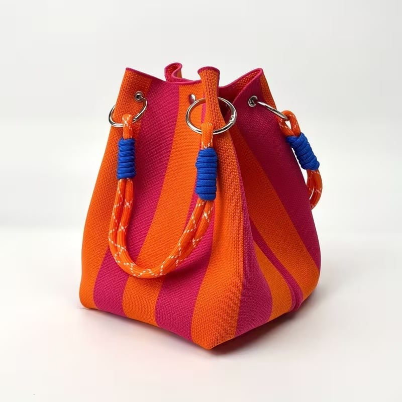 🏆👜 Limited-Time Sale: 50% OFF 🌴 Boho Striped Knit Bucket Handbag for Women – Handmade Summer Beach Shoulder Bag2
