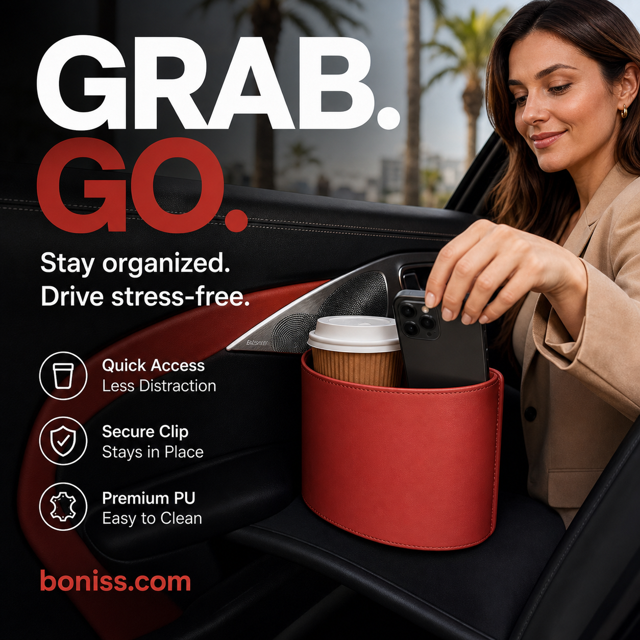🥳2026 HOT SALE🥳💞50K+ SOLD!🚗🧺 50% OFF! Leather Car Door Cup Holder – Wide‑mouth opening, easy reach for drinks & phone. Clip‑on secure fit. PU leather, tough & stylish. 🛡️✨
