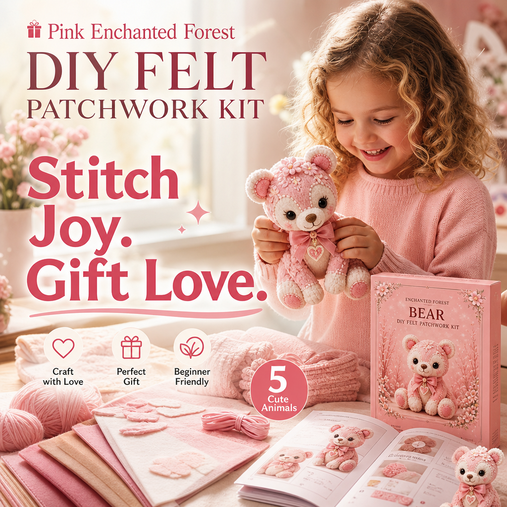 🎀50% OFF🎁Pink Enchanted Forest DIY Felt Patchwork Kit