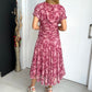 Women's Off-the-shoulder V-neck Printed Dress