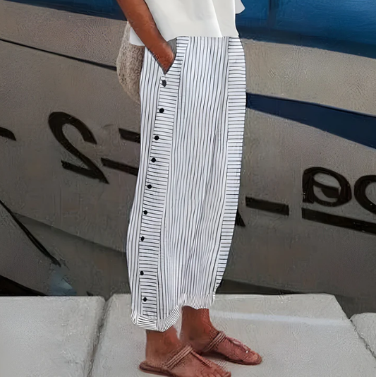 👖 -50% OFF SPRING SALE! ✨ Comfy Blue Striped Pants with Pockets: Breathable, Stylish & Perfect for Summer 🌿