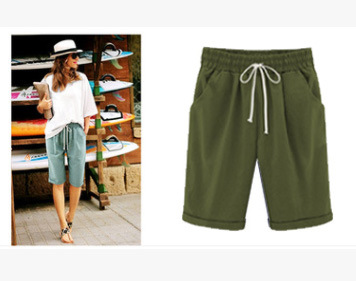 🔥Summer Hot Sales - 50% OFF🔥Plus Size Solid Color Elastic Waist Loose Cropped Shorts