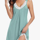 👗🌸 Elegant Lace Nightgown – V-neck, hollow lace trim, breathable cotton. 50% OFF! 🔥