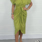Real silk satin shirt dress