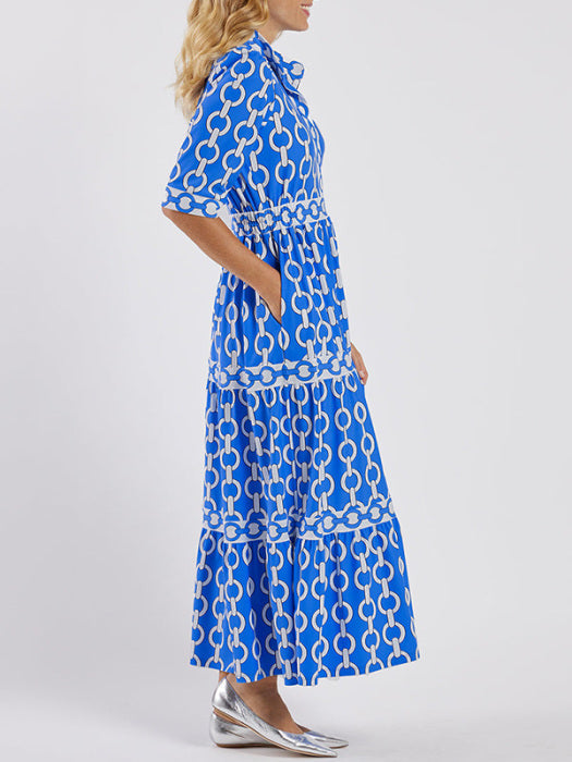 🎉Spring Specials Sale 50% OFF🌸💐Women’s Geometric Print V-Neck Maxi Dress