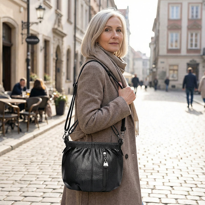 🎀2026 New Arrival🔥Casual Pleated Bucket Soft Leather Handbag Shoulder Bag