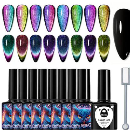 💖Glitter Rainbow Cat Eye Gel Nail Polish