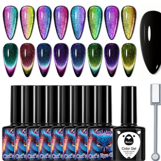 💖Glitter Rainbow Cat Eye Gel Nail Polish