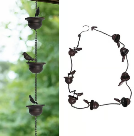🔥Limited Time Sale 50% OFF🔥Where Rain Meets Art – Decorative Rain Chain with Bird Bath Design