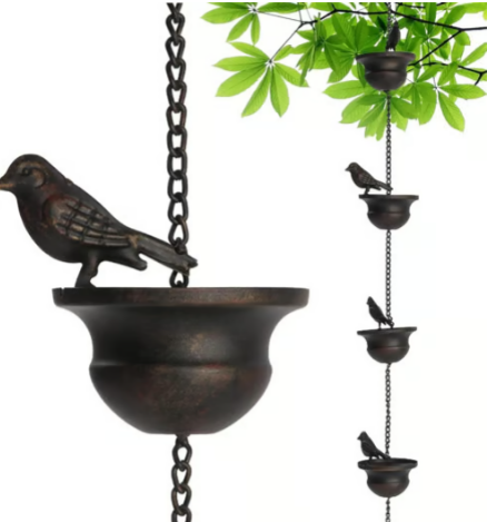 🔥Limited Time Sale 50% OFF🔥Where Rain Meets Art – Decorative Rain Chain with Bird Bath Design