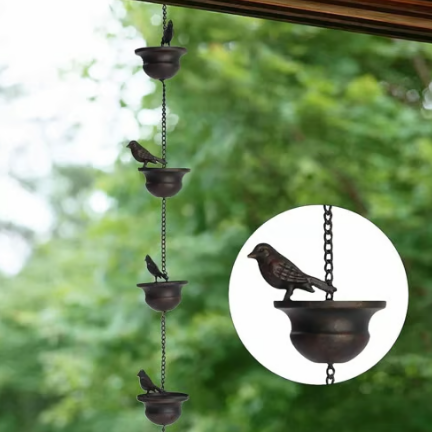 🔥Limited Time Sale 50% OFF🔥Where Rain Meets Art – Decorative Rain Chain with Bird Bath Design