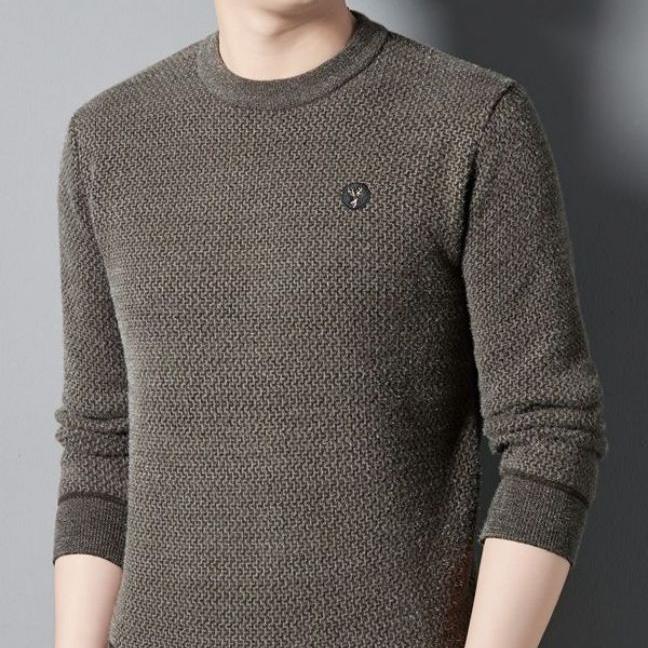 🎉Promotional Benefits 50% OFF 😍2024 Winter Plus Velvet Thickened Round Neck Loose Men's Solid Color All-match Warm Knitted Sweater