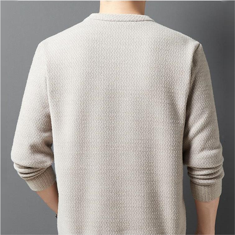 🎉Promotional Benefits 50% OFF 😍2024 Winter Plus Velvet Thickened Round Neck Loose Men's Solid Color All-match Warm Knitted Sweater