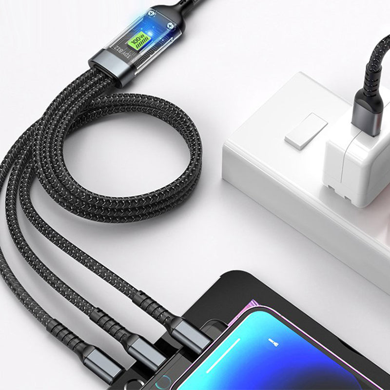 💥Limited time 49% off🔥⚡Transparent Luminous 3-in-1 Super Fast Charging Cable