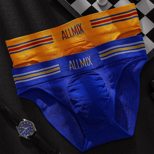 Men's Sexy Colorful Stripe Letter Seamless Low Waist Briefs