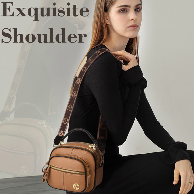 ✨Hot Sale 50% off🎁Classic Multifunctional Compartments Adjustable Wide Shoulder Strap PU Leather Crossbody Bag