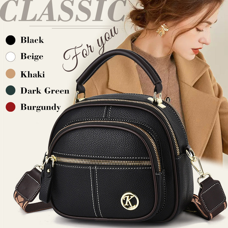 ✨Hot Sale 50% off🎁Classic Multifunctional Compartments Adjustable Wide Shoulder Strap PU Leather Crossbody Bag