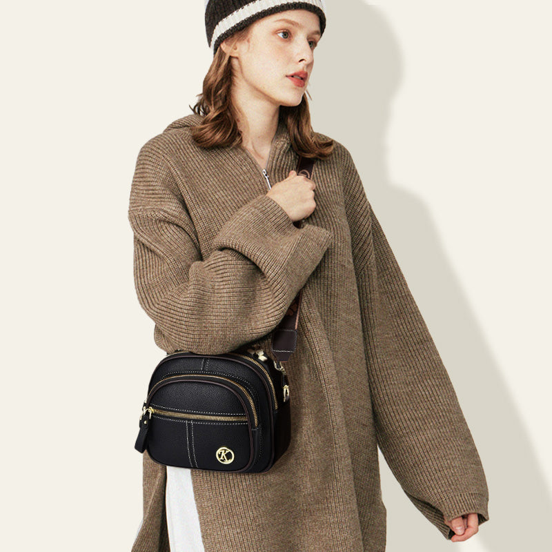 ✨Hot Sale 50% off🎁Classic Multifunctional Compartments Adjustable Wide Shoulder Strap PU Leather Crossbody Bag