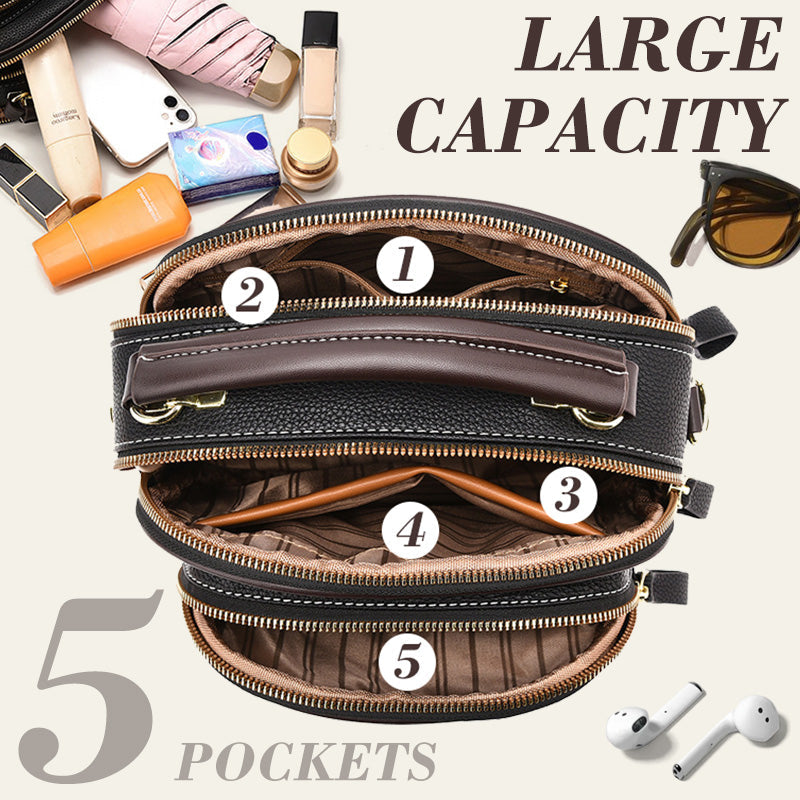 ✨Hot Sale 50% off🎁Classic Multifunctional Compartments Adjustable Wide Shoulder Strap PU Leather Crossbody Bag