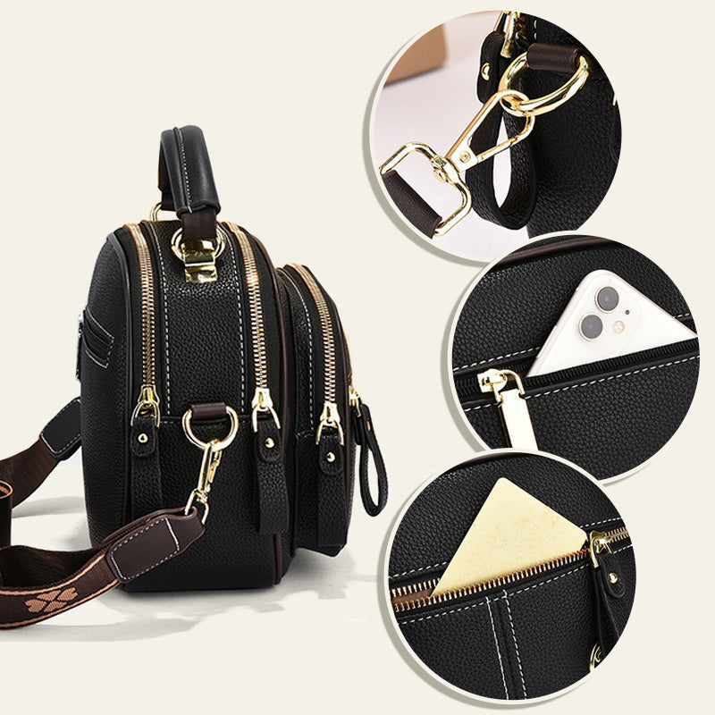 ✨Hot Sale 50% off🎁Classic Multifunctional Compartments Adjustable Wide Shoulder Strap PU Leather Crossbody Bag