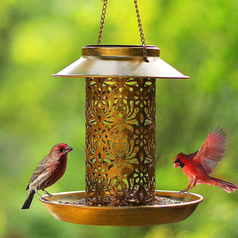 Hanging Metal Solar Bird Feeder for Outdoors