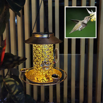 Hanging Metal Solar Bird Feeder for Outdoors
