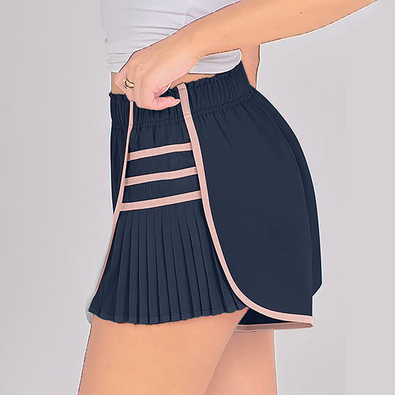 High Waist Pleated Sports Shorts