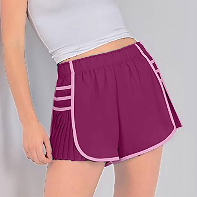 High Waist Pleated Sports Shorts