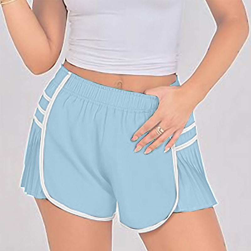 High Waist Pleated Sports Shorts