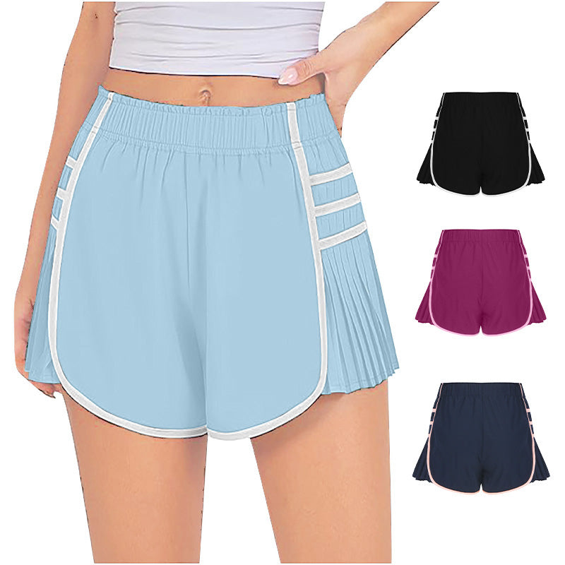 High Waist Pleated Sports Shorts