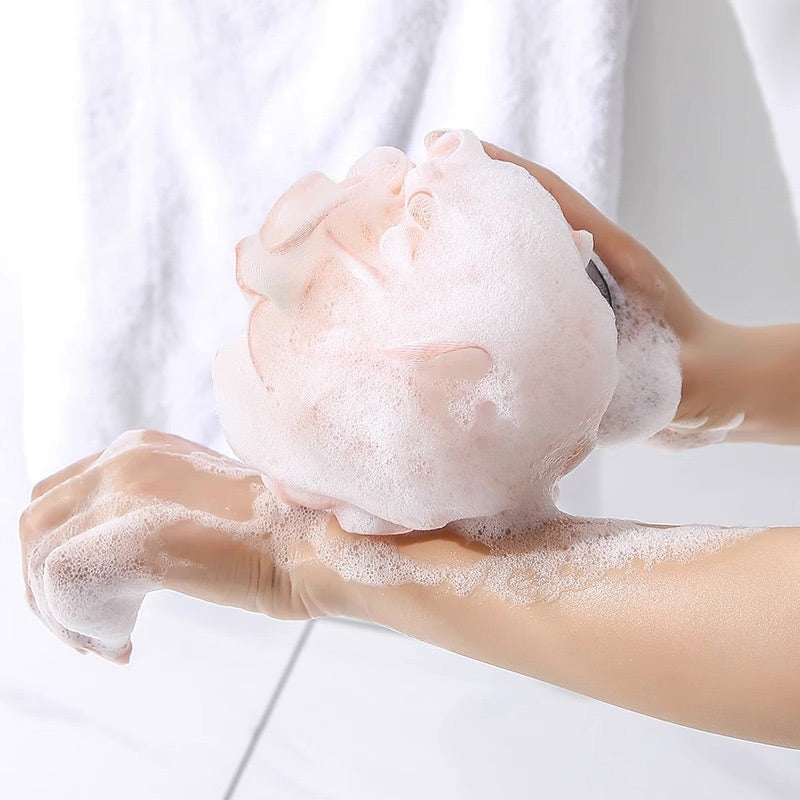 Convenient Comfortable 2 in 1 Bath Ball Exfoliating Shower Towel