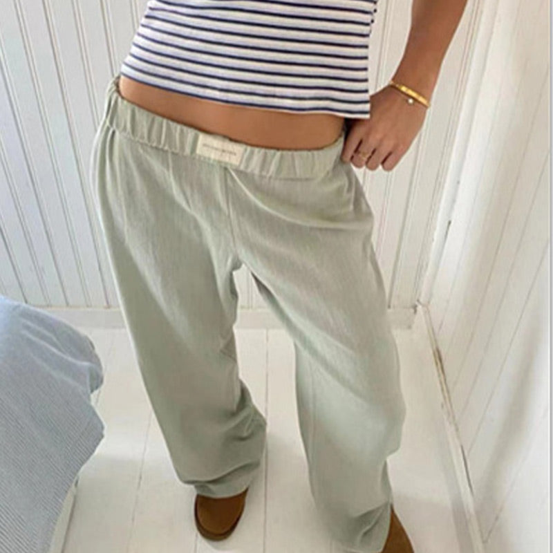 Women Striped Casual Relaxed Fit Straight Lounge Pants