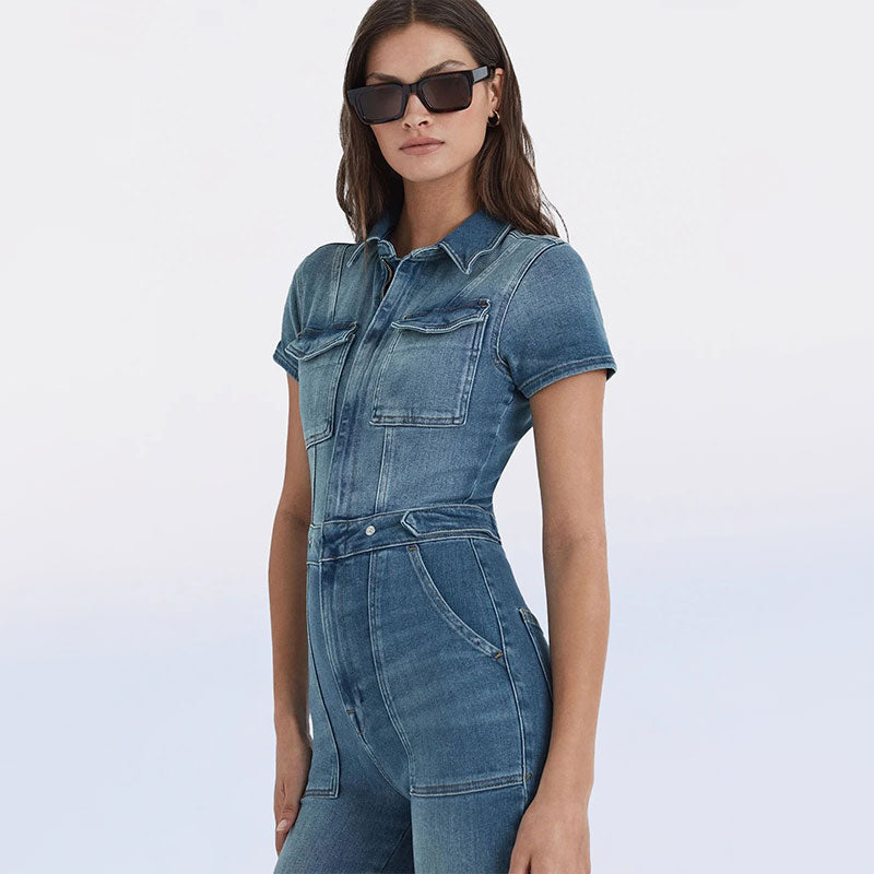 Skinny Bootcut Denim Jumpsuit