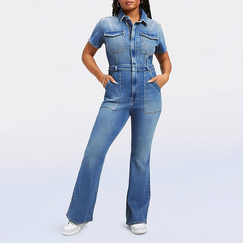 Skinny Bootcut Denim Jumpsuit