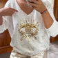 💝Devil's Eye Gold Foil Top and Sequin Pants Set