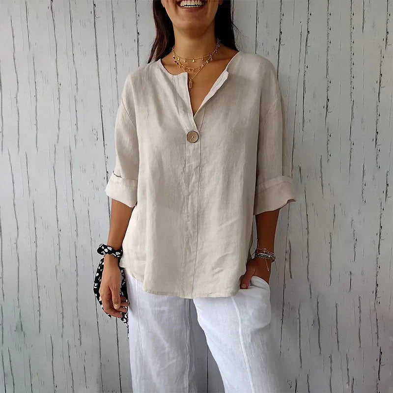 🔥BUY 2 GET 5% OFF💝Women's Linen-Cotton V-Neck Comfortable Top