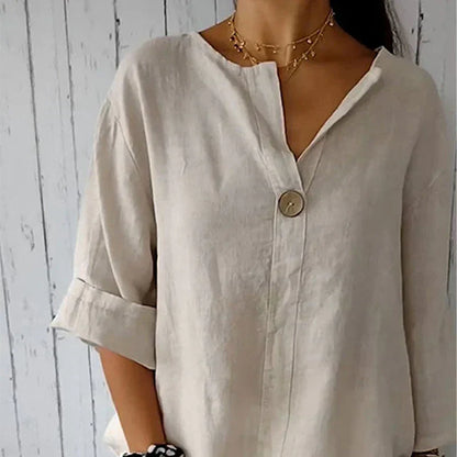 🔥BUY 2 GET 5% OFF💝Women's Linen-Cotton V-Neck Comfortable Top