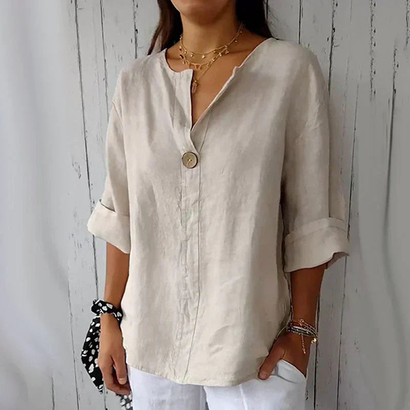 🔥BUY 2 GET 5% OFF💝Women's Linen-Cotton V-Neck Comfortable Top